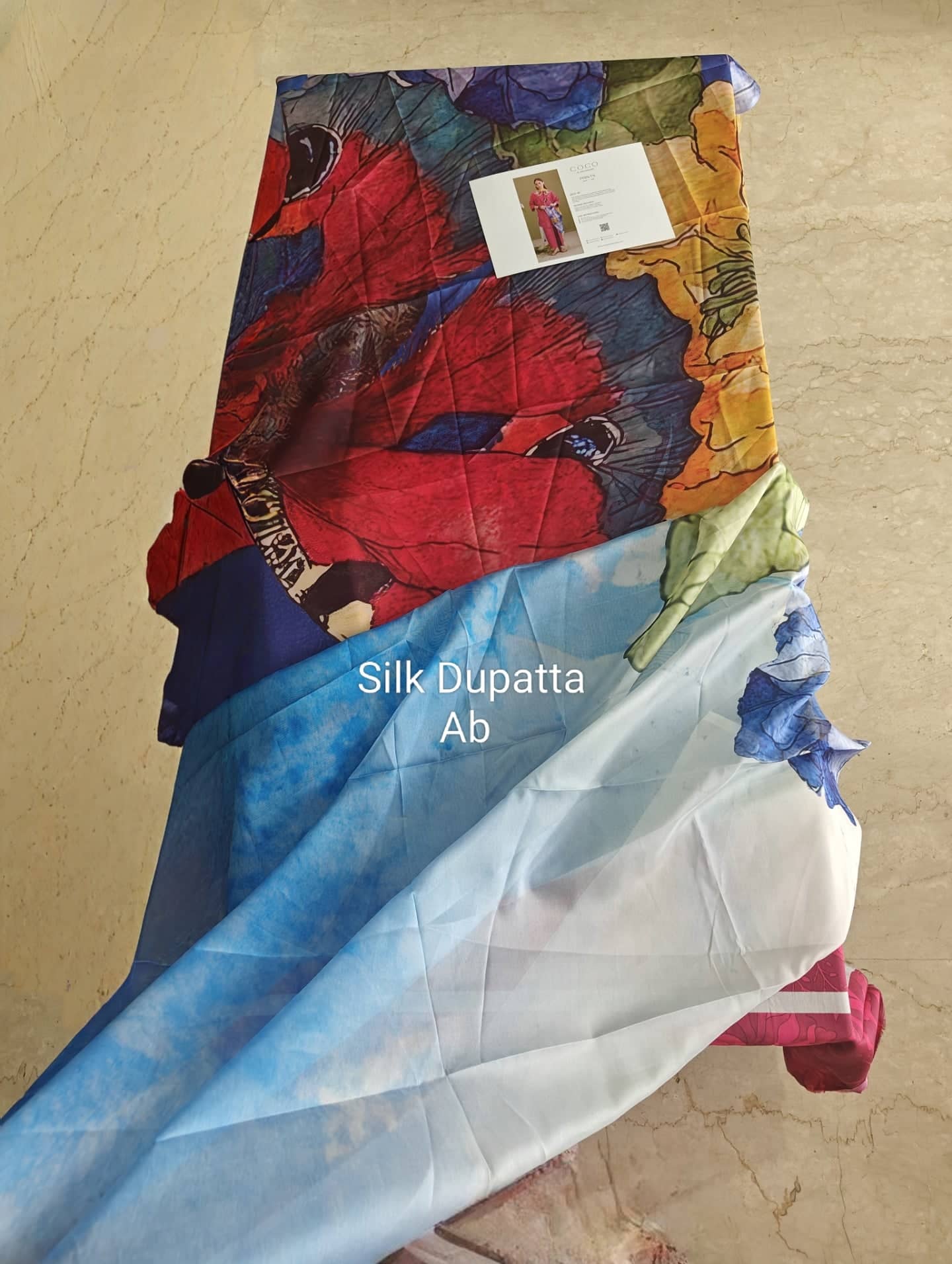 Sale‼️Open Pic/Zara Shahjahan 26 Drop 1/Cherry Red-Cobalt Blue/Gece 5A/Silk Dupatta