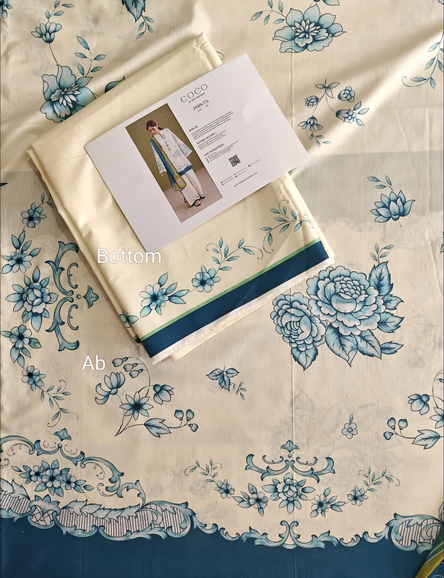 Sale‼️Open Pic/Zara Shahjahan 26 Drop 1/Riya 2A/Off white Blue/Chiffon Dupatta