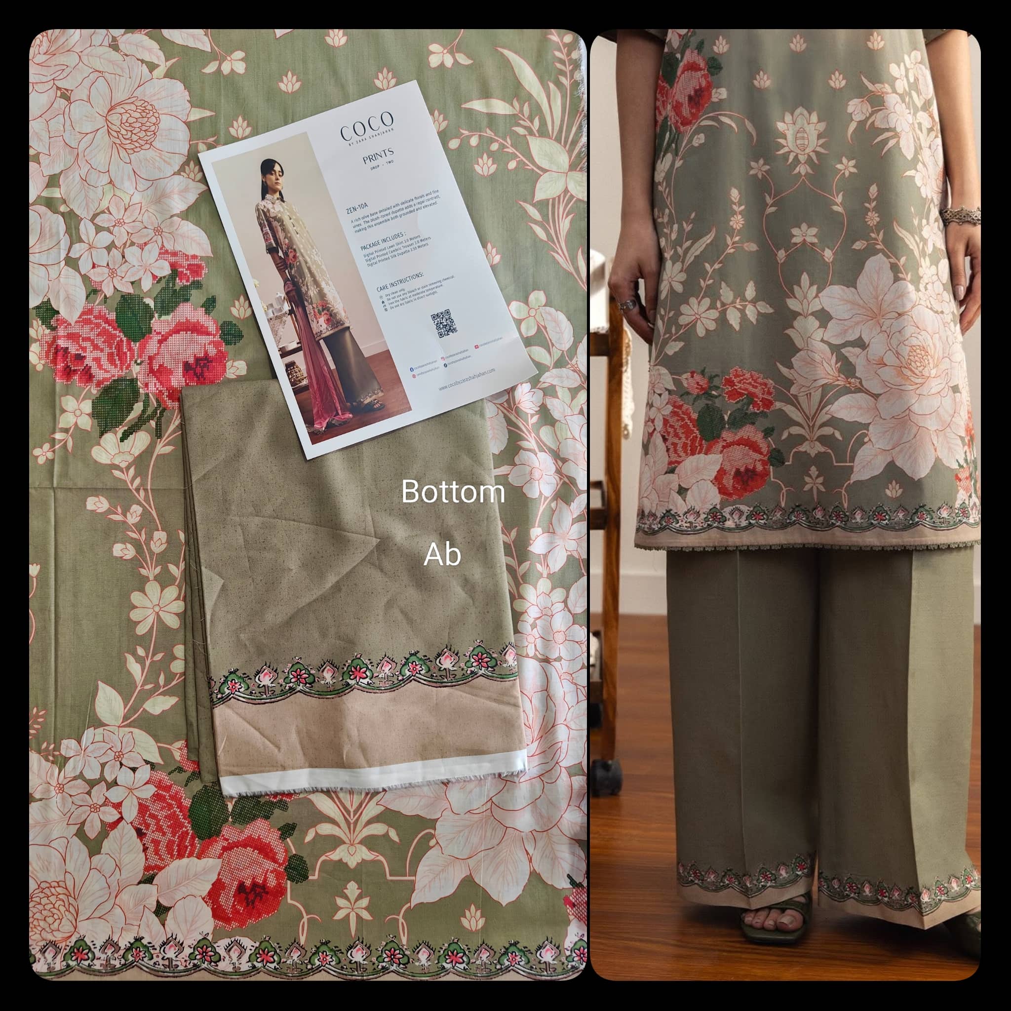 Sale‼️Open Pic/Zara Shahjahan Coco Prints 26 Drop 2/Zen/10A/Silk Dupatta