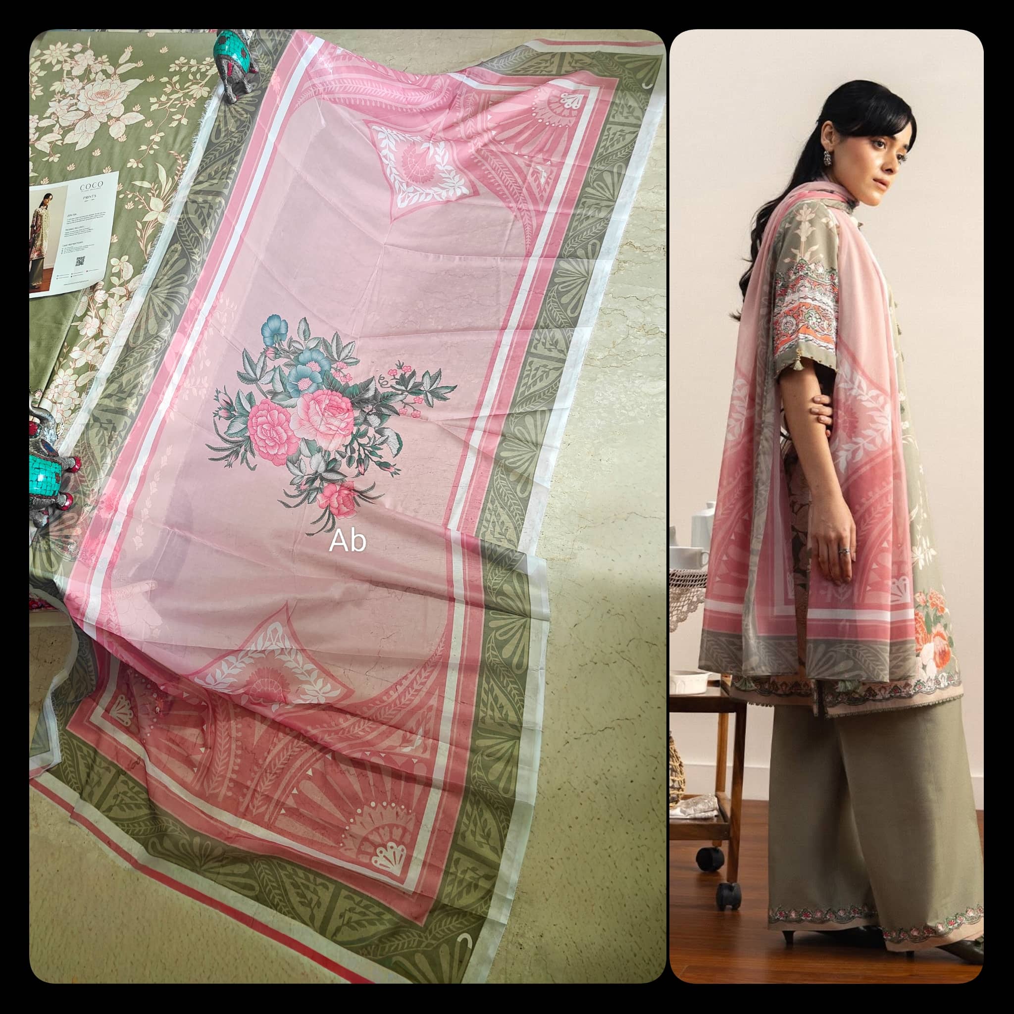 Sale‼️Open Pic/Zara Shahjahan Coco Prints 26 Drop 2/Zen/10A/Silk Dupatta