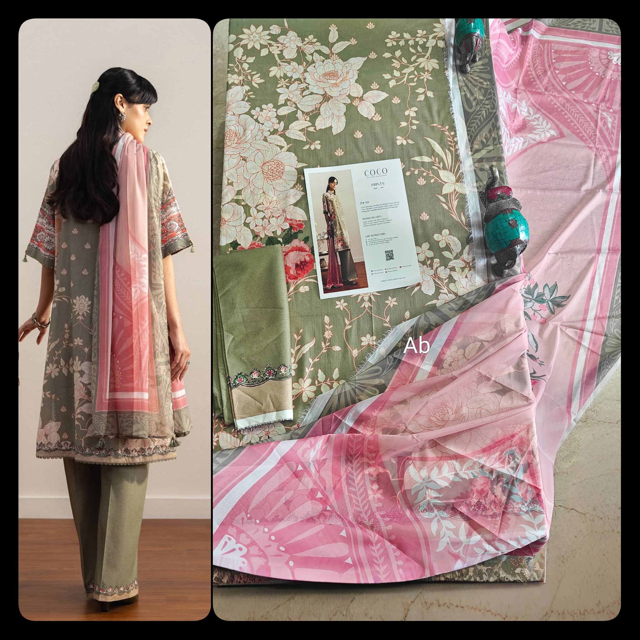 Sale‼️Open Pic/Zara Shahjahan Coco Prints 26 Drop 2/Zen/10A/Silk Dupatta
