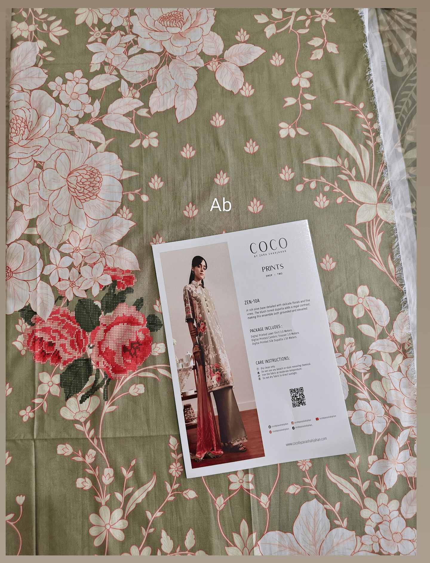 Sale‼️Open Pic/Zara Shahjahan Coco Prints 26 Drop 2/Zen/10A/Silk Dupatta
