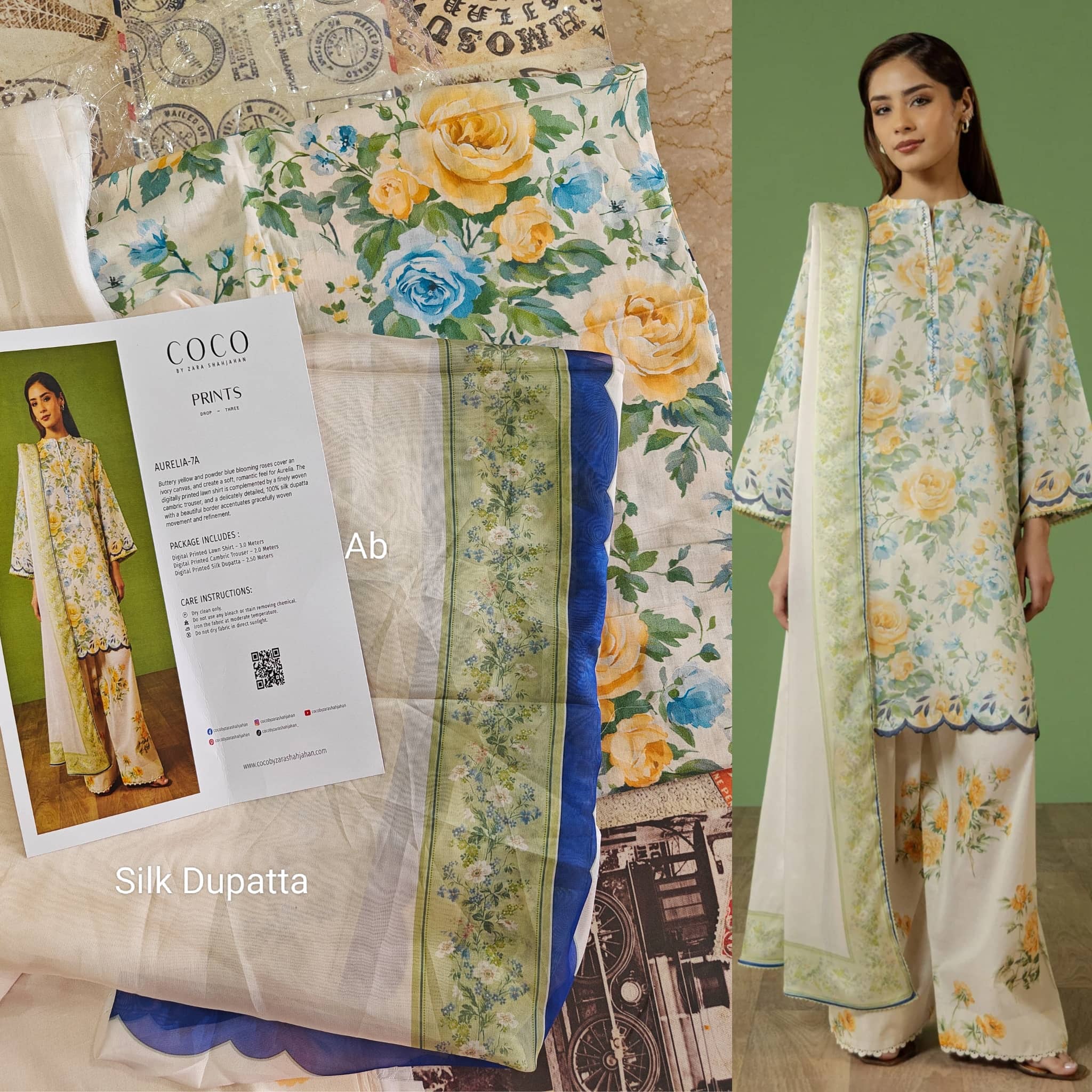 Open Pic/Zara Shahjahan Coco Prints 26/Drop 3/Aurelia 7A/Silk Dupatta