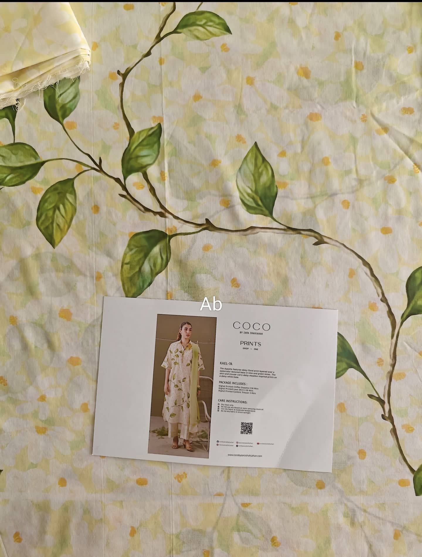 Sale‼️Open Pic/Zara Shahjahan Coco Prints/Kael 7A/Lime-Green/Chiffon Dupatta