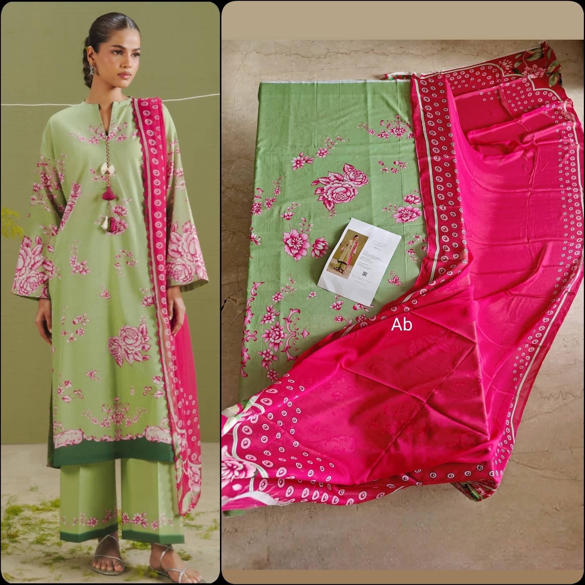 Sale‼️Open Pic/Zara Shahjahan 26 Drop 1/Riya 2B/Matcha/Chiffon Dupatta