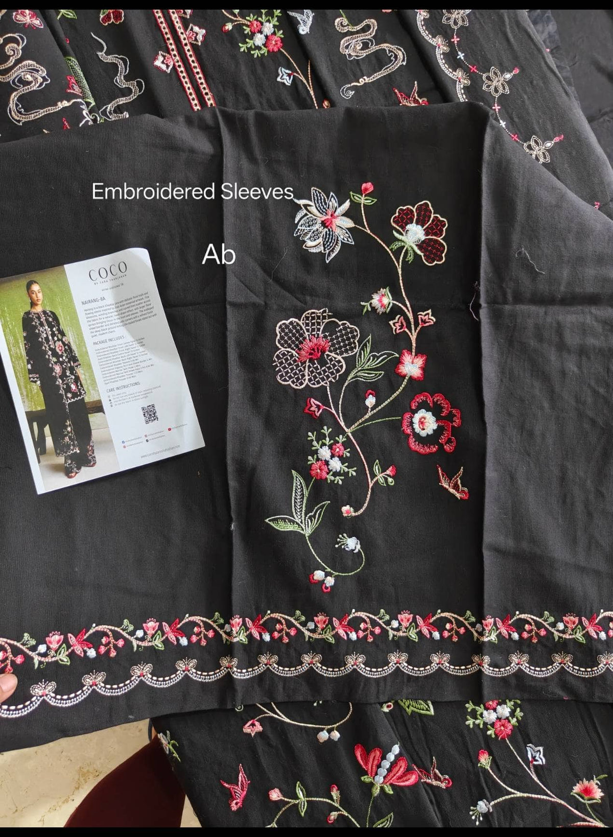 Open Pic/Hot🔥Seller/Zara Shahjahan Coco Winter 26/Embroideried/Nairang 8A/Black/Botanical Details