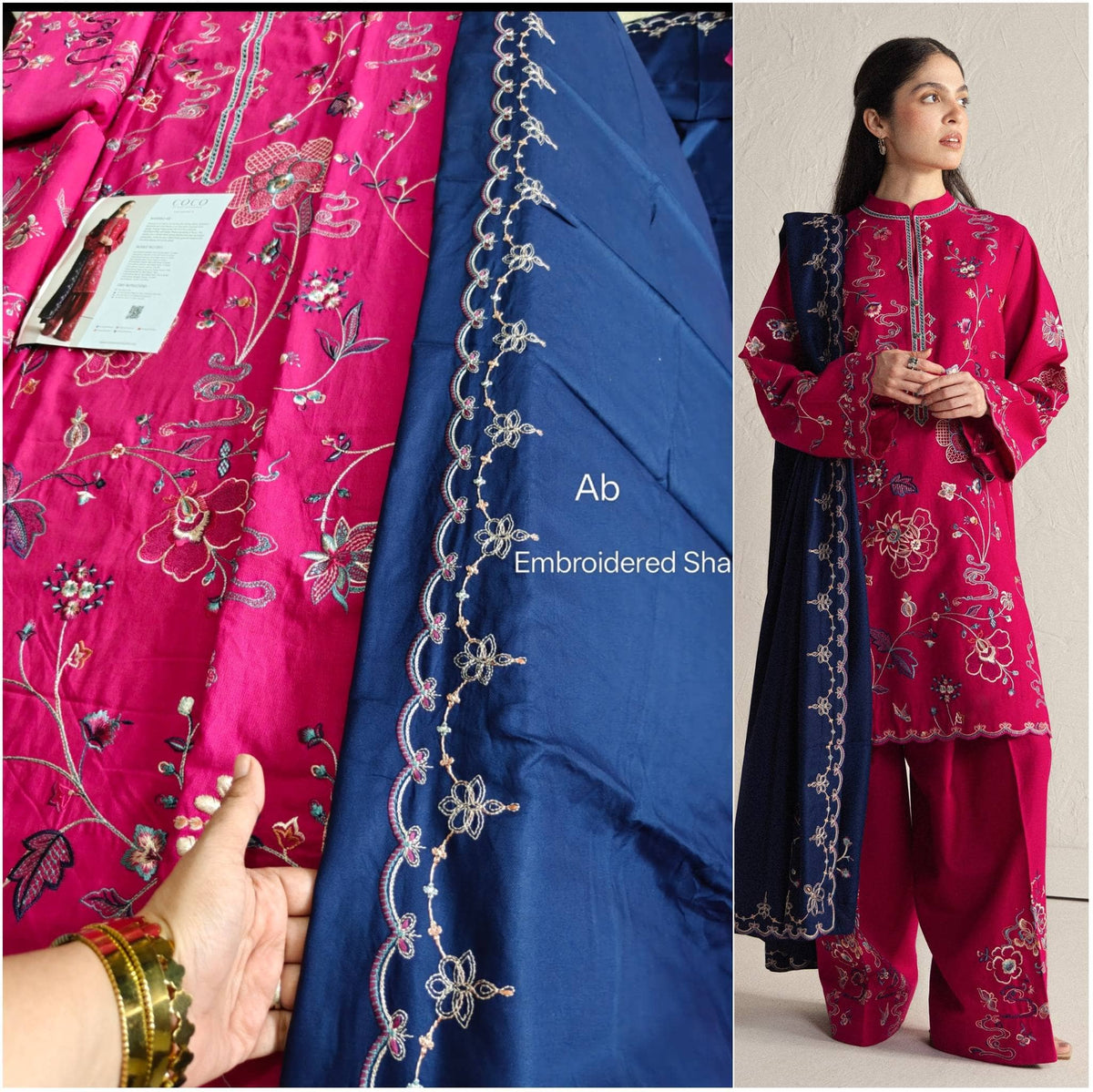 Open Pic/Hot🔥Seller/Zara Shahjahan Coco Winter 26/Embroideried/Nairang 8B/Rich Berry Red 2