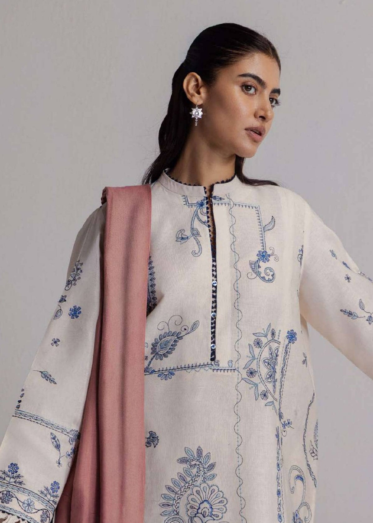 Zara Shahjahan Coco Winter 26/Embroideried/Diba/10B/Soft Ivory