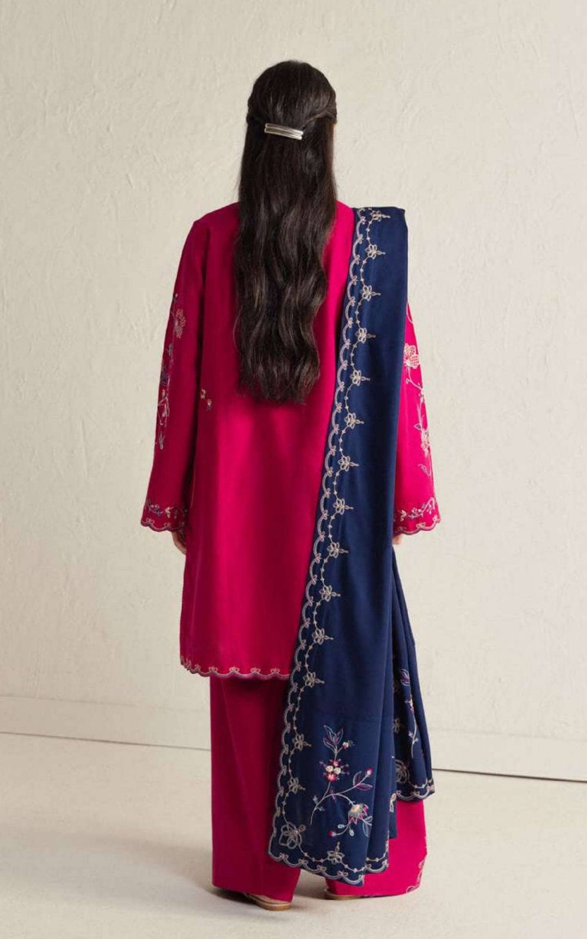 Zara Shahjahan Coco Winter 26/Embroideried/Nairang 8B/Rich Berry Red