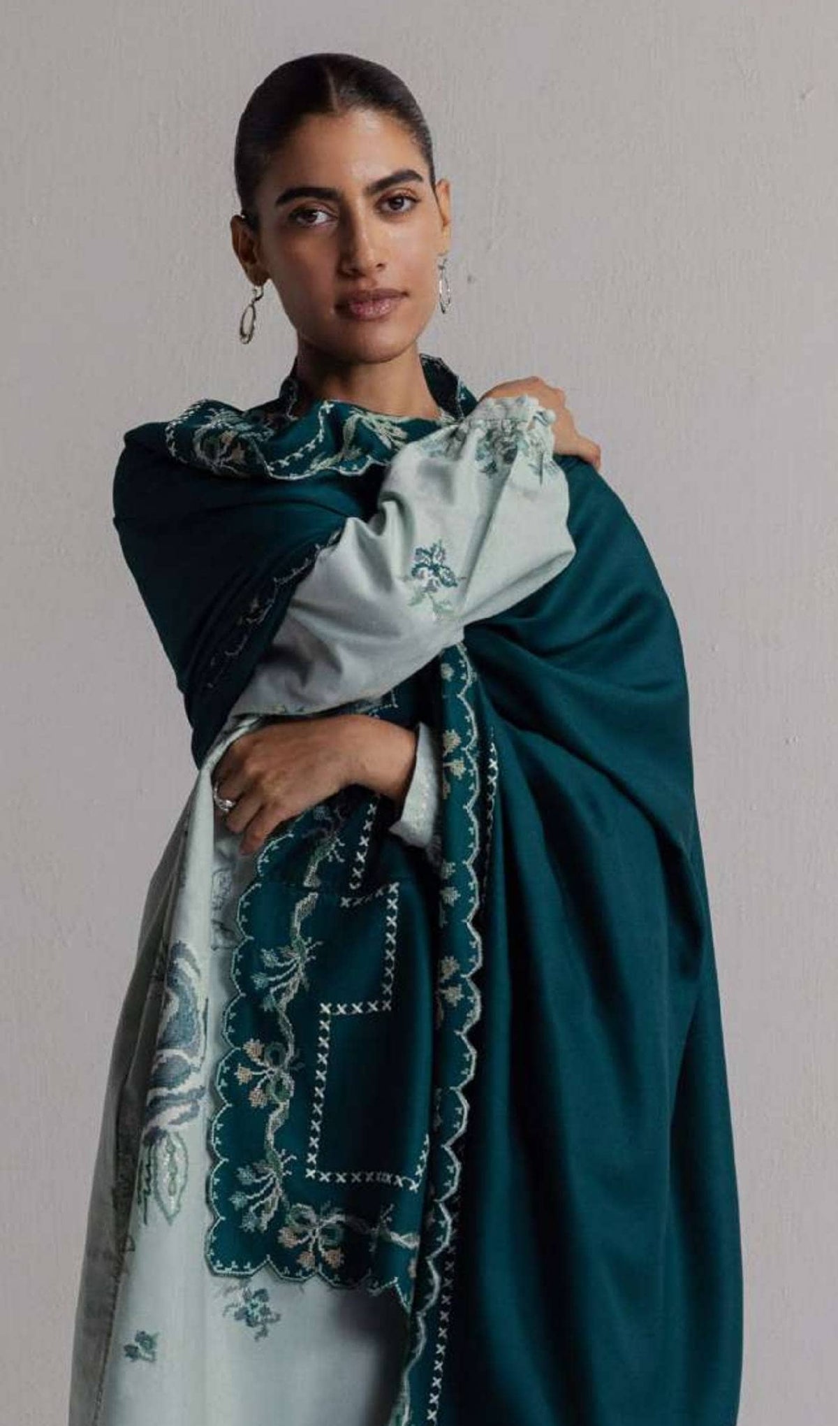 Zara Shahjahan Coco Winter 26/Embroideried/Soft Powder Blue/Delicate Blooms