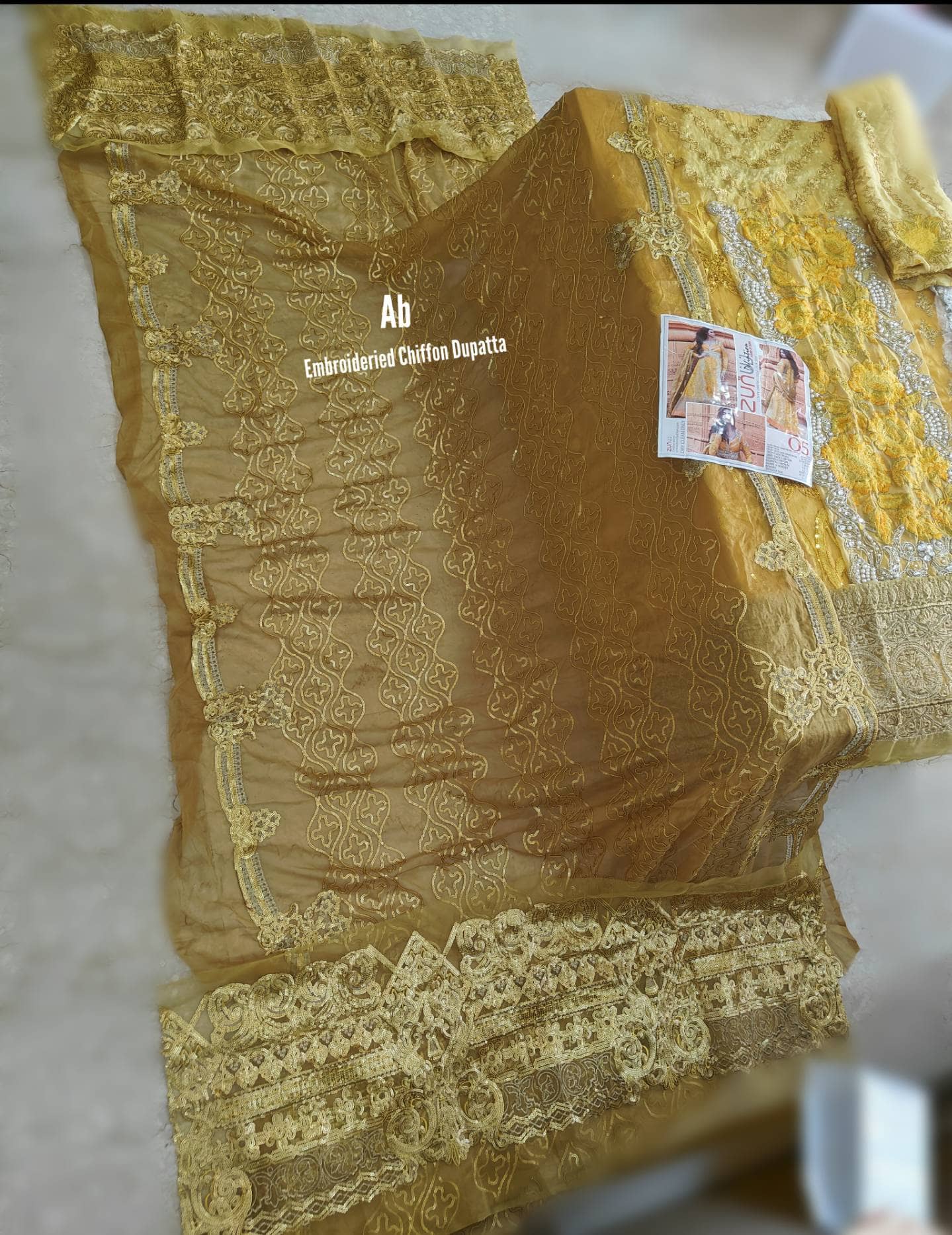 Sale‼️Haldi Look✅Open Pic/Zunuj Luxury Chiffon/Umber/Copper Gold and Yellow