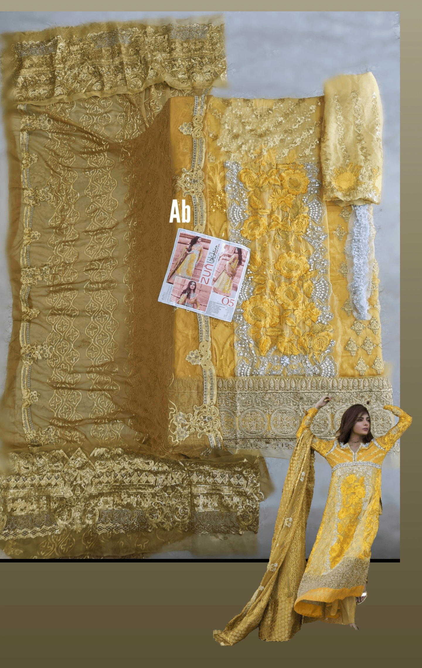 Sale‼️Haldi Look✅Open Pic/Zunuj Luxury Chiffon/Umber/Copper Gold and Yellow