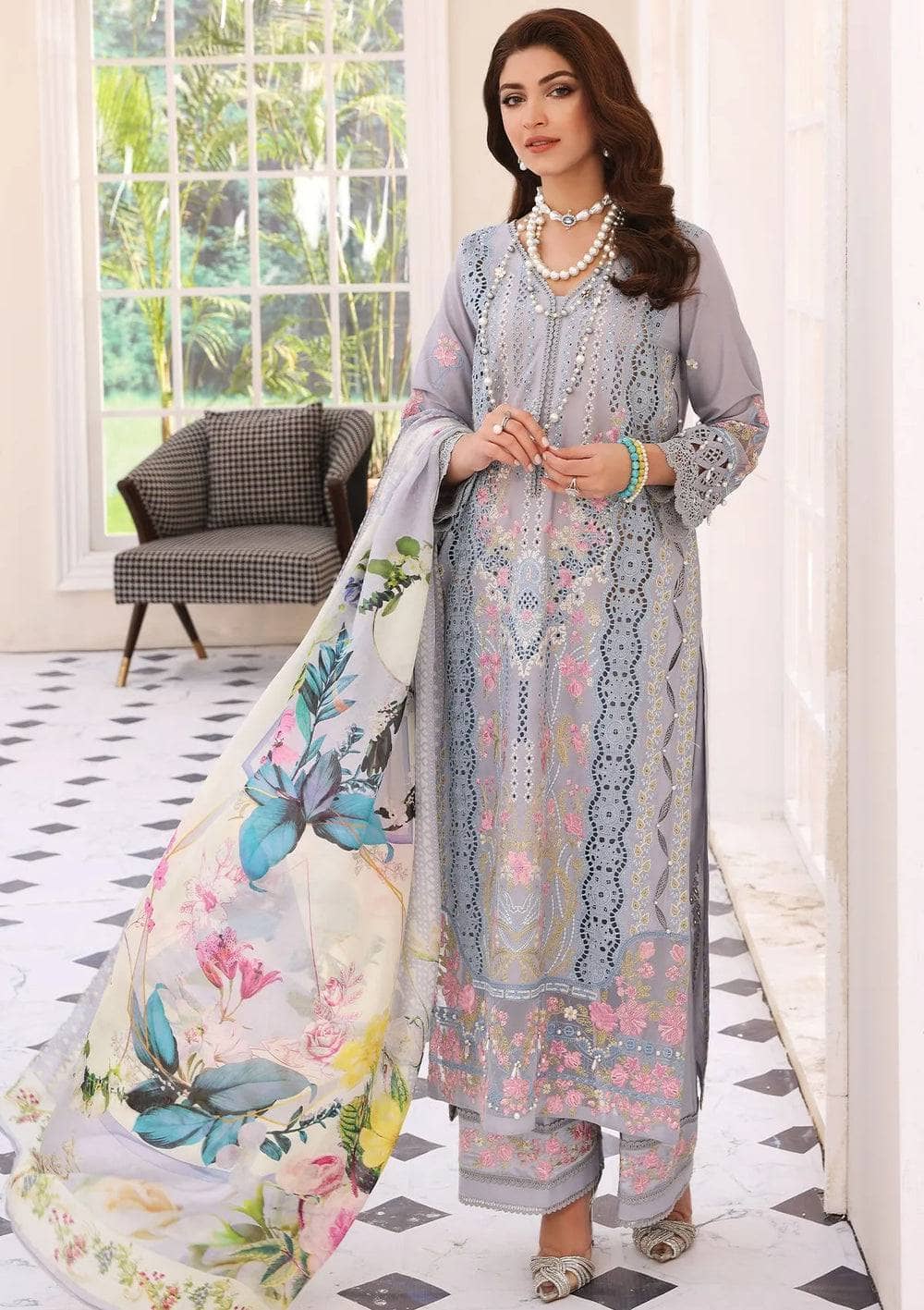 Restocked/Elaf Festive Chikankari Lawn/ELC-05 SERENADE