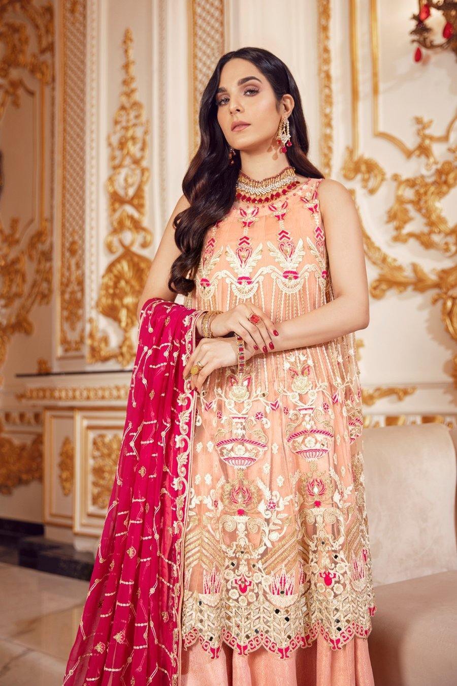 Emaan Adeel Belle Robe Chiffon/BR-04 BERRY SORBET - AWWALBOUTIQUE