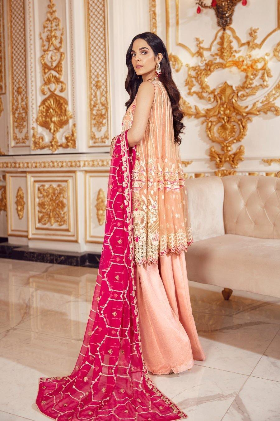 Emaan Adeel Belle Robe Chiffon/BR-04 BERRY SORBET - AWWALBOUTIQUE