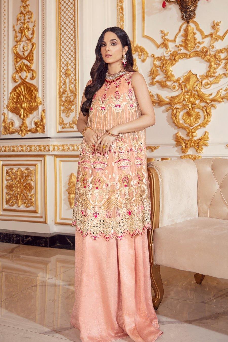 Emaan Adeel Belle Robe Chiffon/BR-04 BERRY SORBET - AWWALBOUTIQUE