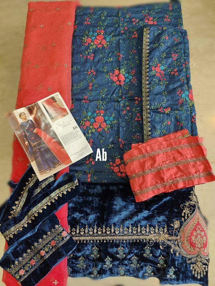 Open Pics\Maria B Sateen/CST-505-Royal Blue and Salmon