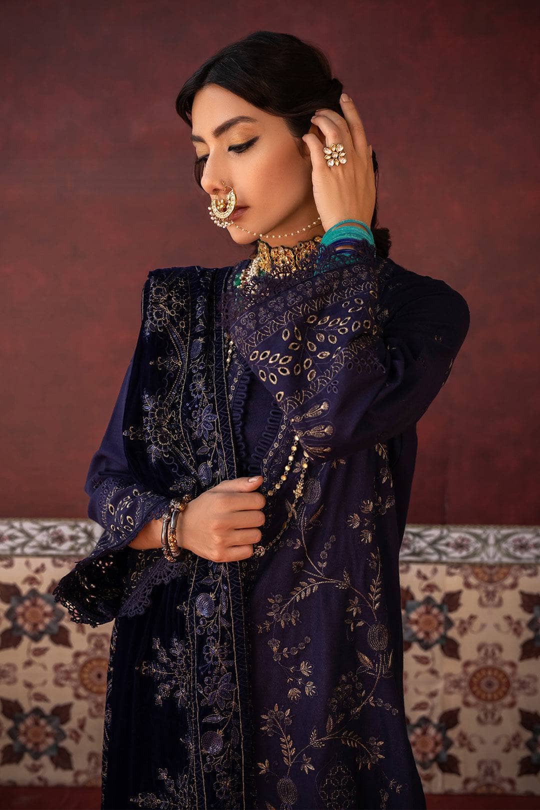 img_leather_peach_embroidered_shirt_velvet_shawl_awwal_boutique