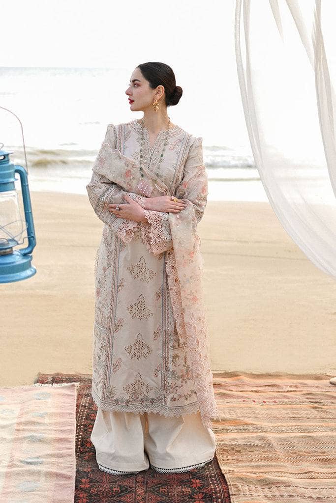 Restocked/Qalamkar Sahil Luxury Lawn 23/Khansa