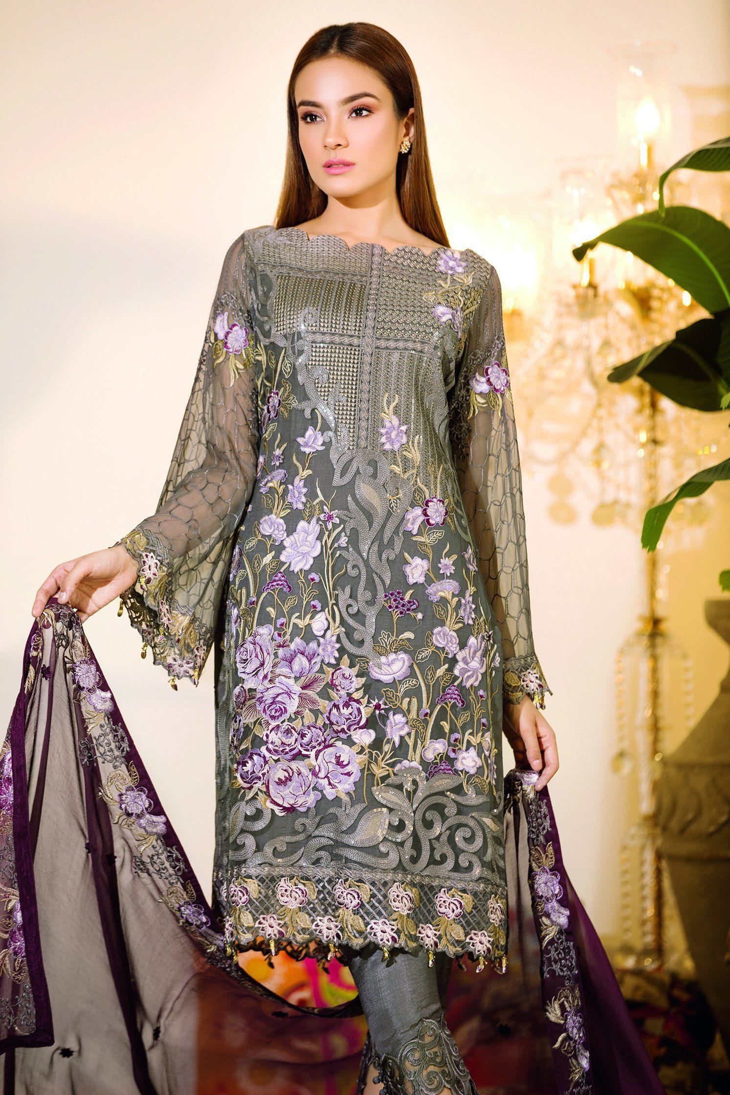 Ramsha Chevron Chiffon Collection 2019 – A-103