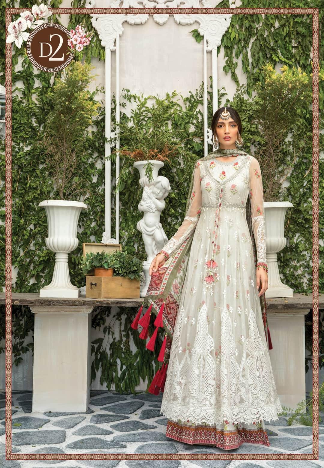 Restocked/Maria B Eid Lawn/EL-20-02-Cream with Rose Buds - AWWALBOUTIQUE