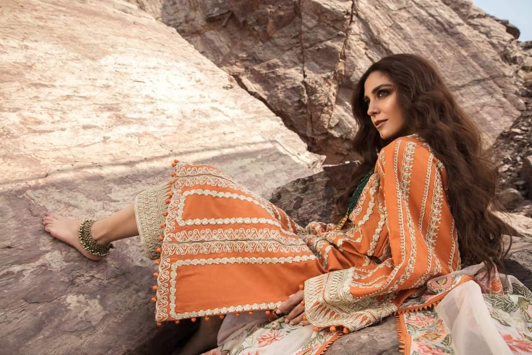 Restocked/Crimson Winter by Saira Shakira/MODERN MEMSAAB - Mandarin - AWWALBOUTIQUE