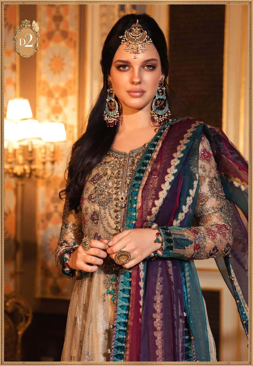 Restocked/Maria B Mbroidered Wedding Edition/Bronze (BD-2002) - AWWALBOUTIQUE