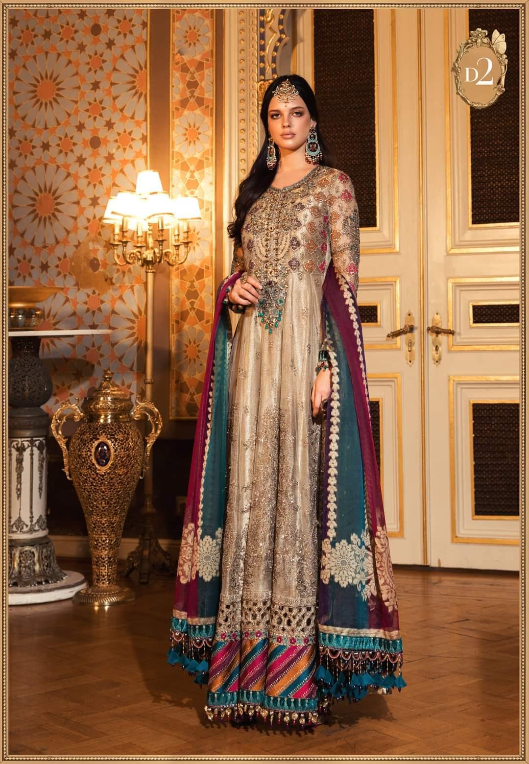 Restocked/Maria B Mbroidered Wedding Edition/Bronze (BD-2002) - AWWALBOUTIQUE