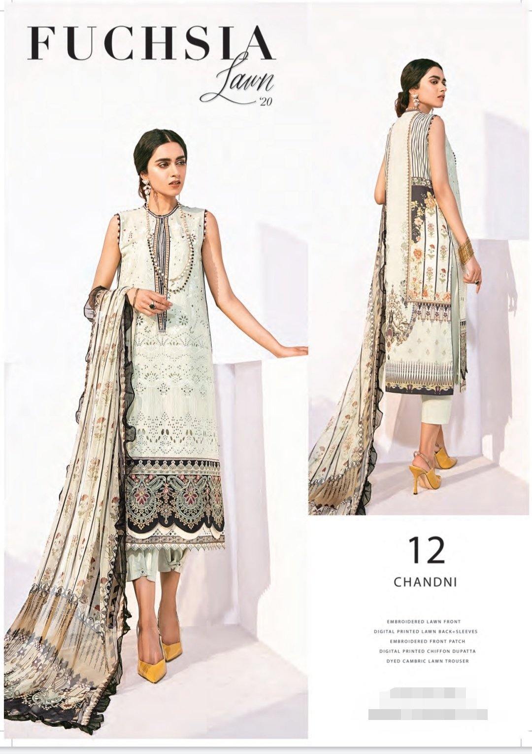 Baroque Fuchsia Lawn Rang/D 12/Chandni - AWWALBOUTIQUE