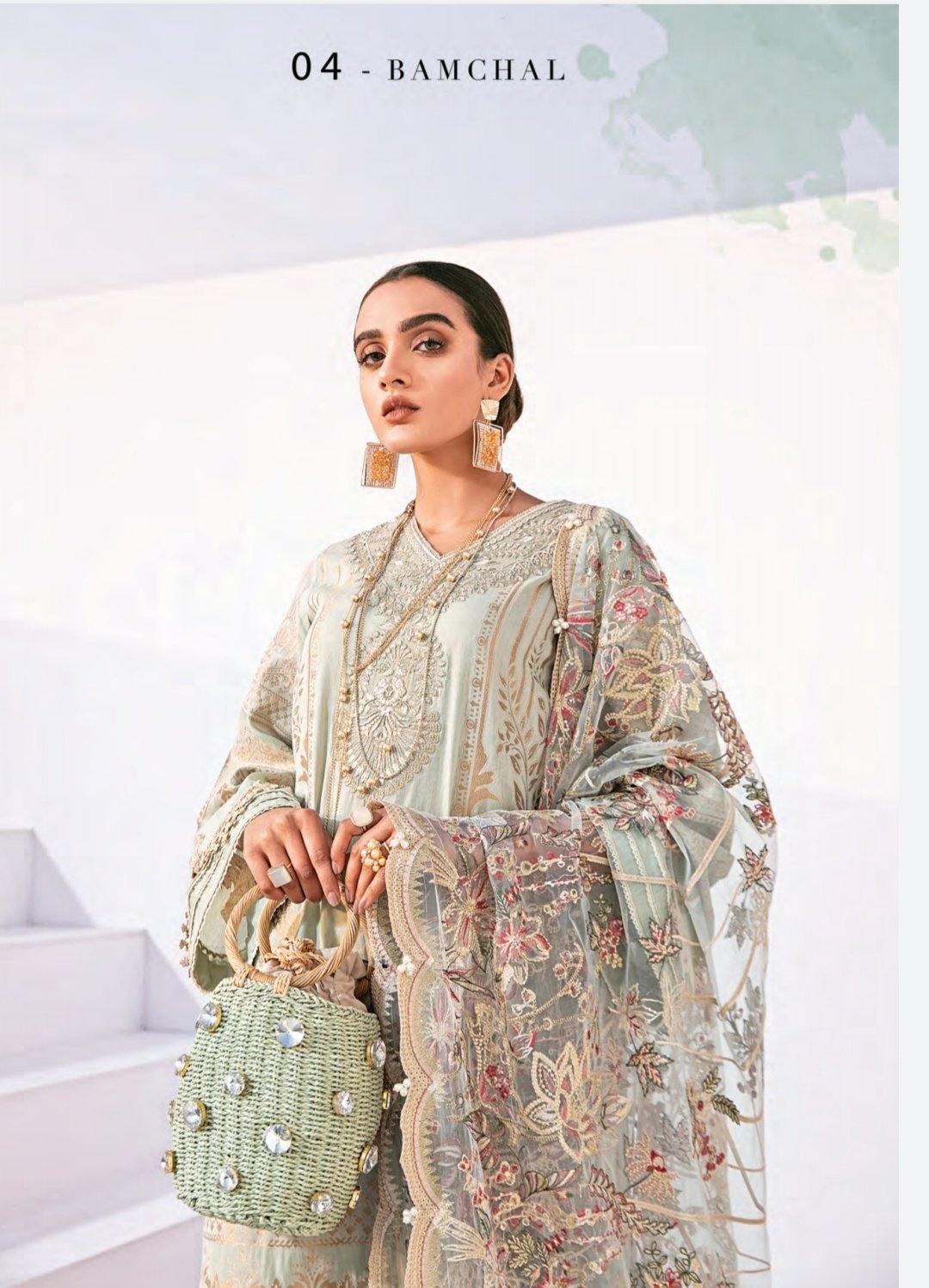 Baroque Fuchsia Lawn Rang/D 04/Bamchal - AWWALBOUTIQUE