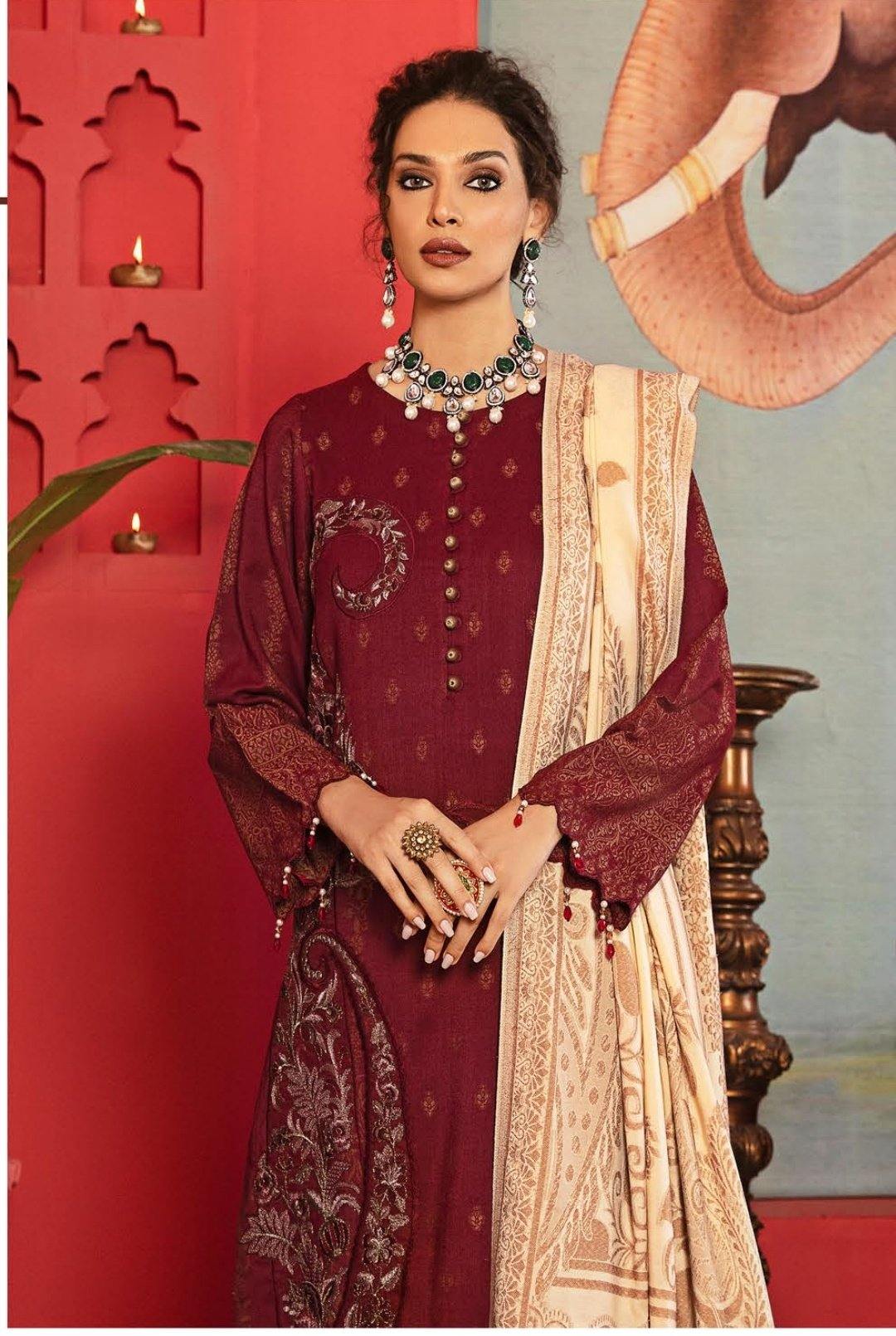 Nureh Leather Jacquard/Embroidered shawls/NJ 09 - AWWALBOUTIQUE