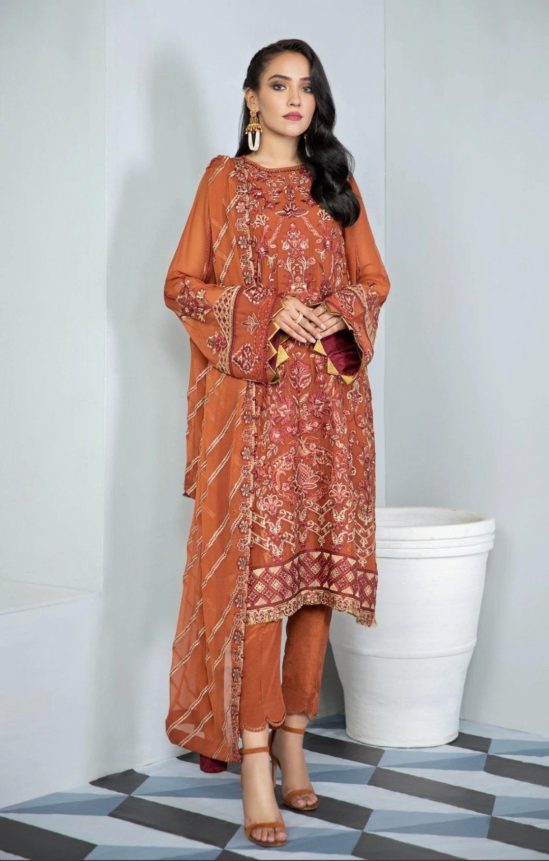 Alizeh Embroidered Chiffon/Vol 3/Shideh - AWWALBOUTIQUE