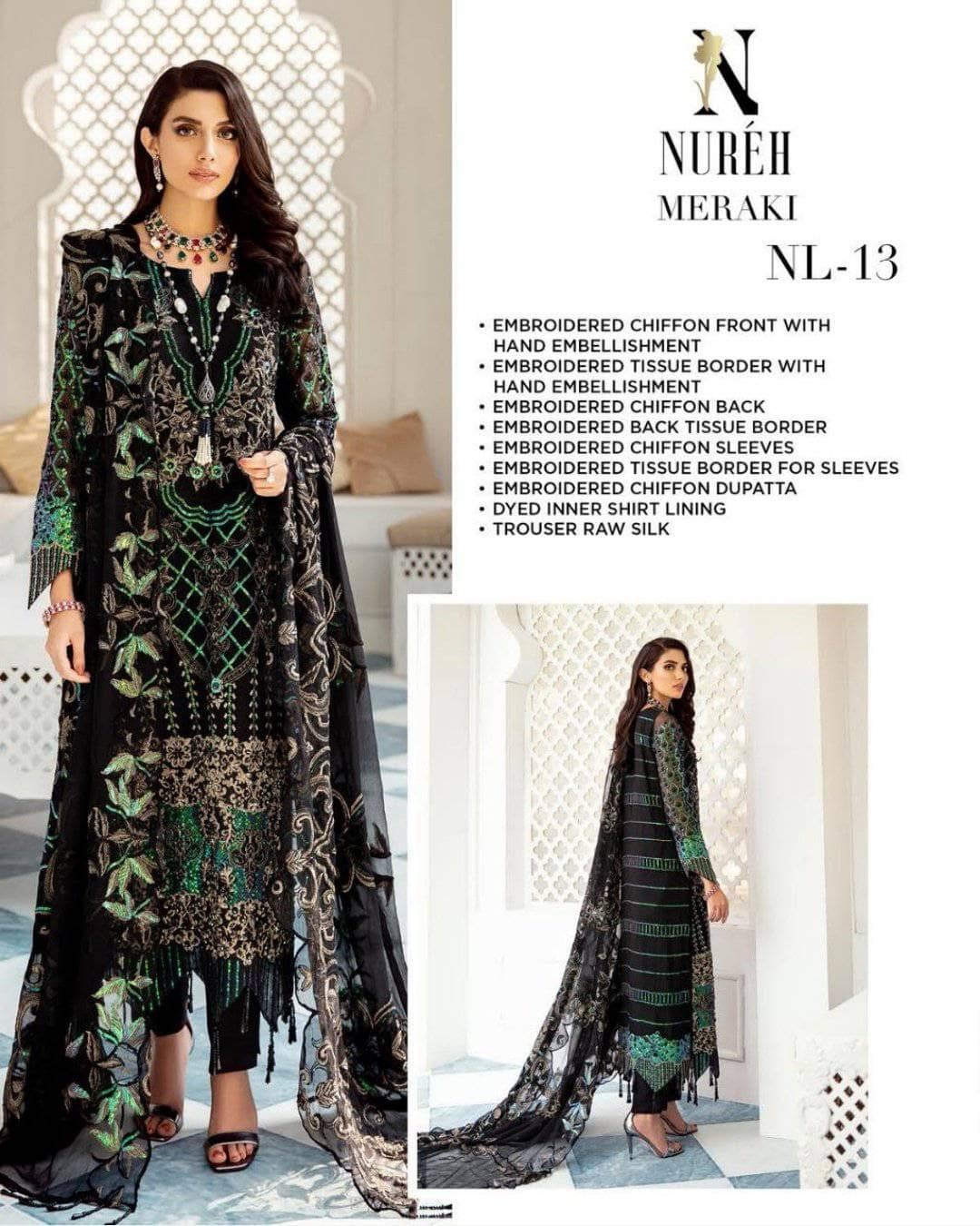 Nureh Mor Bagh Luxe Chiffon/NL-13