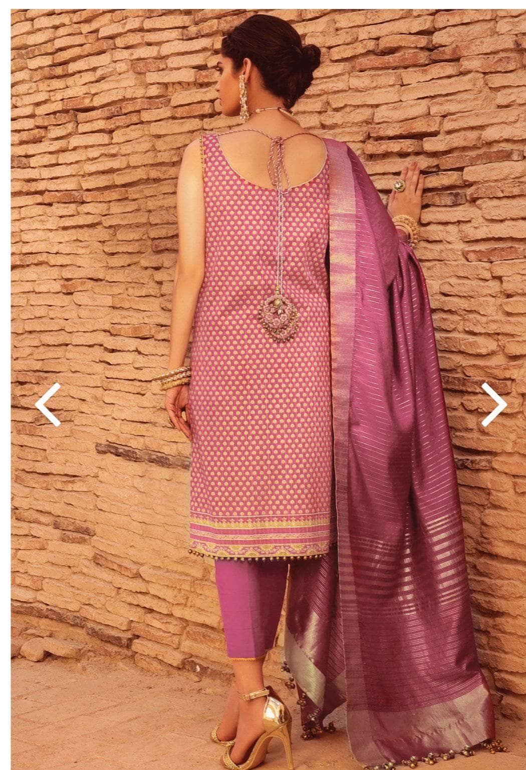 Al Karam/FC-08C-21-Pink/3 Pc Embroidered Suit With Jaqcuard Dupatta