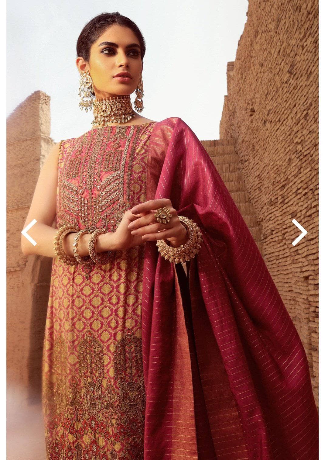 Al Karam/FC-08C-21-Pink/3 Pc Embroidered Suit With Jaqcuard Dupatta