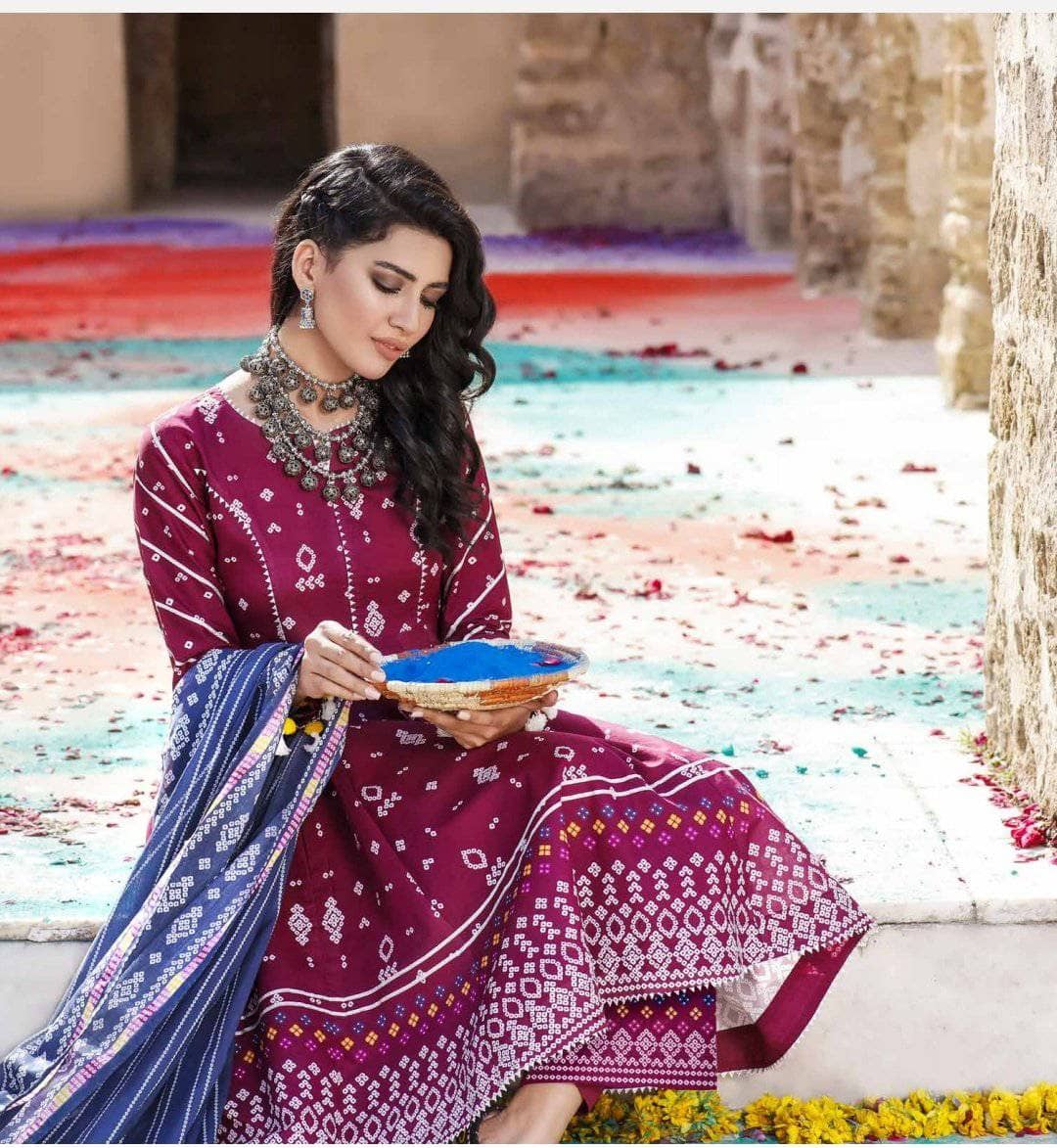 Restocked/Gul Ahmed Chunari Prints/CL 1209 B/3 Pc