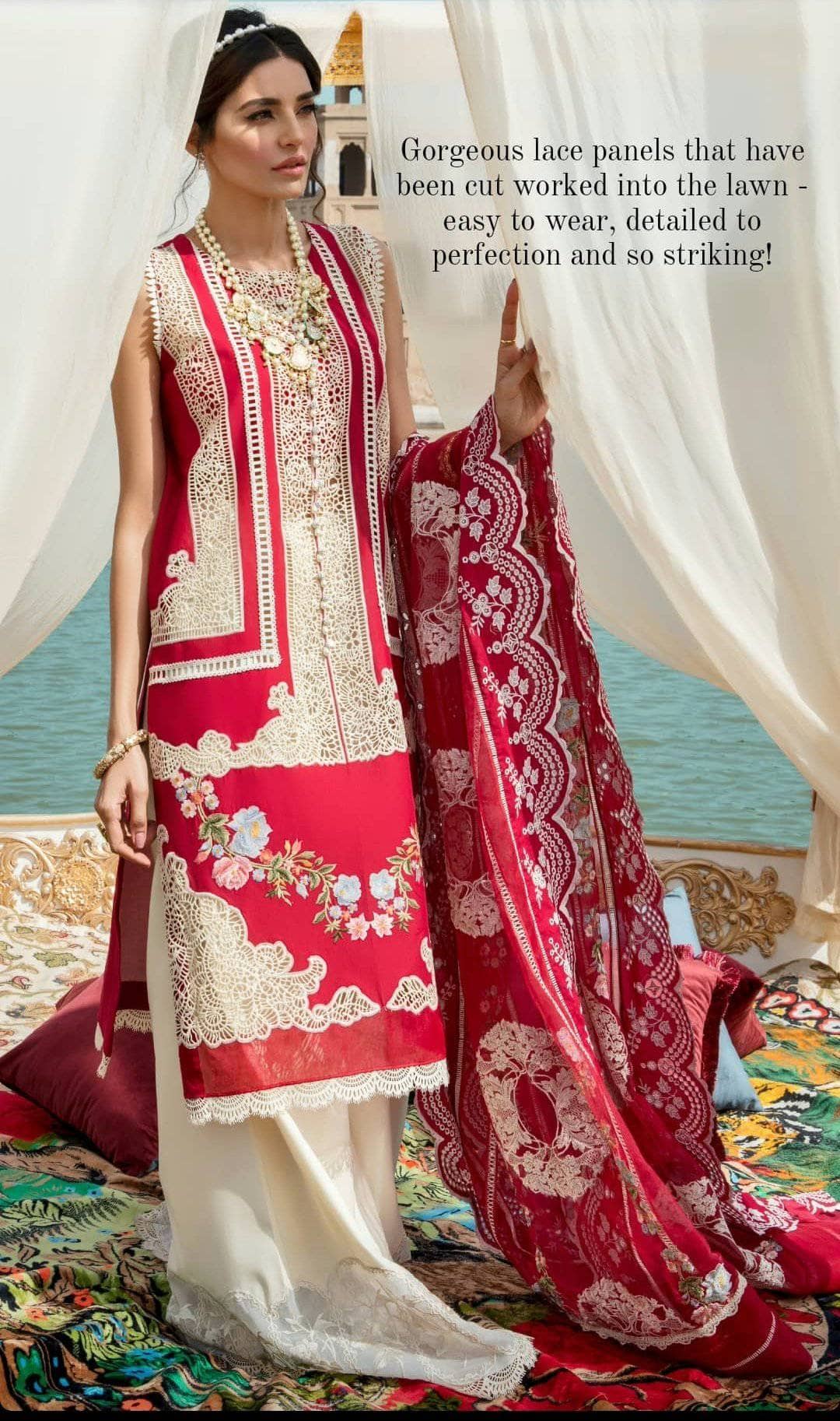 Restocked/Crimson Lawn by Saira Shakira/LACE GALORE - SANGRIA