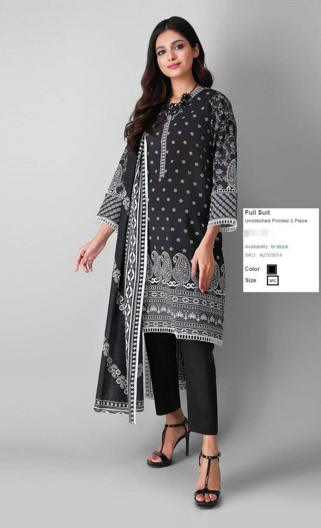 Restocked/Khaadi Lawn/Kameez Dupatta Bottom/A2103014B