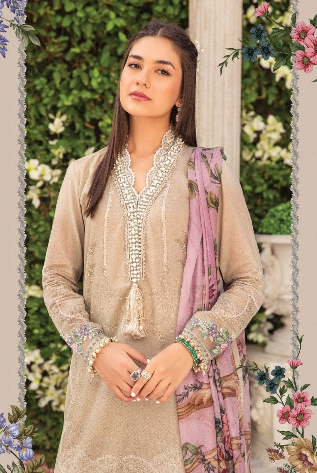 Restocked/Maria B M Prints 22/5B/Silk Dupatta