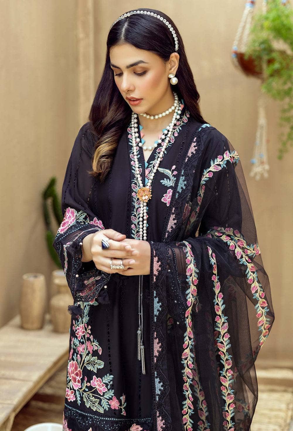 Adans Libas Fuchsia Lawn Pakistani Suits Adans Libas Zaire Schiffli/Haiti