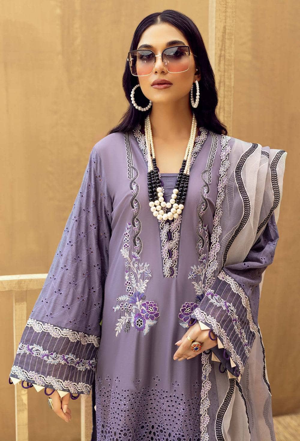 Adans Libas Fuchsia Lawn Pakistani Suits Adans Libas Zaire Schiffli/Mell Rose