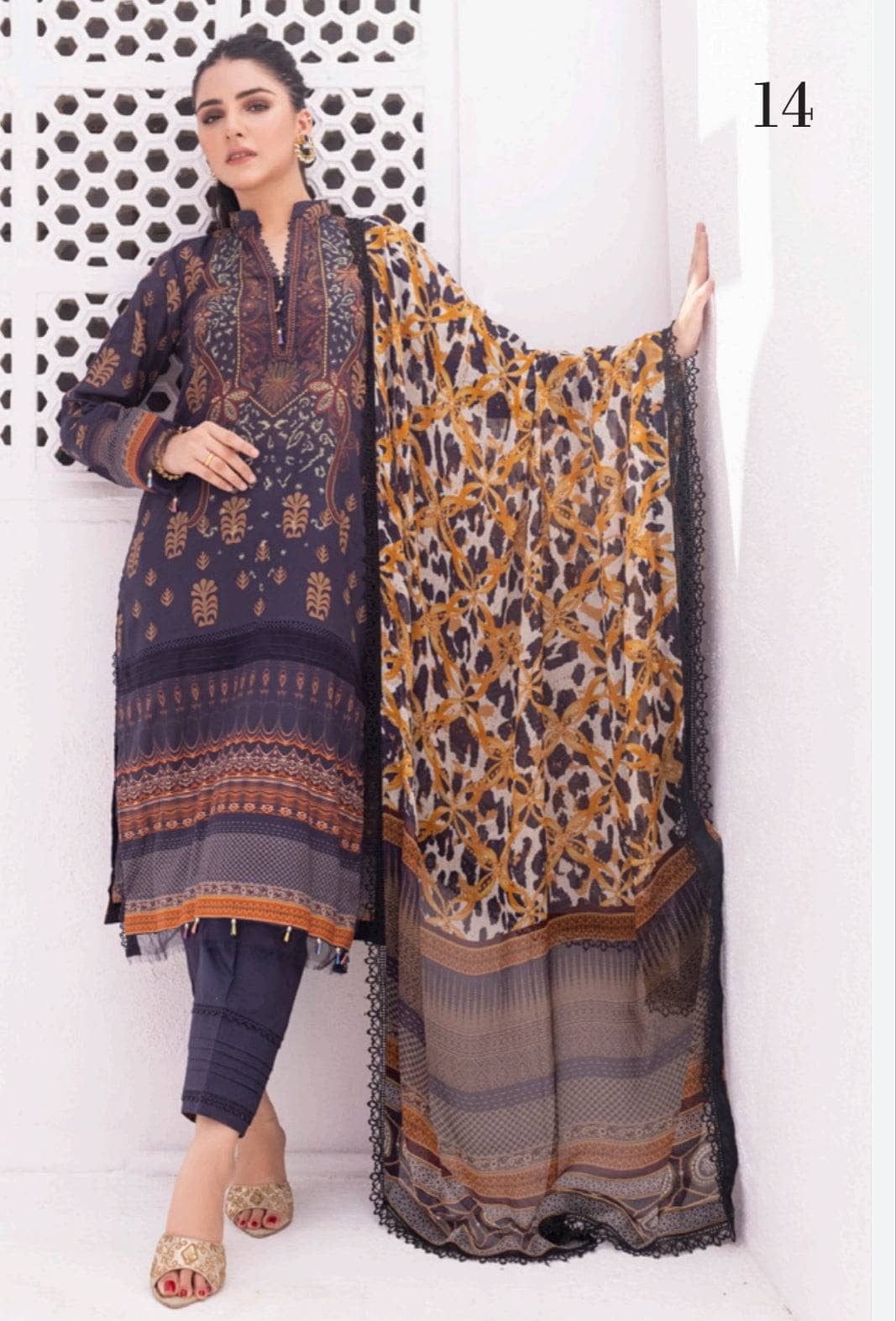 Al Zohaib Lawn Pakistani Suit Al Zohaib Colours/Printed Lawn/Bamber Chiffon Dupatta