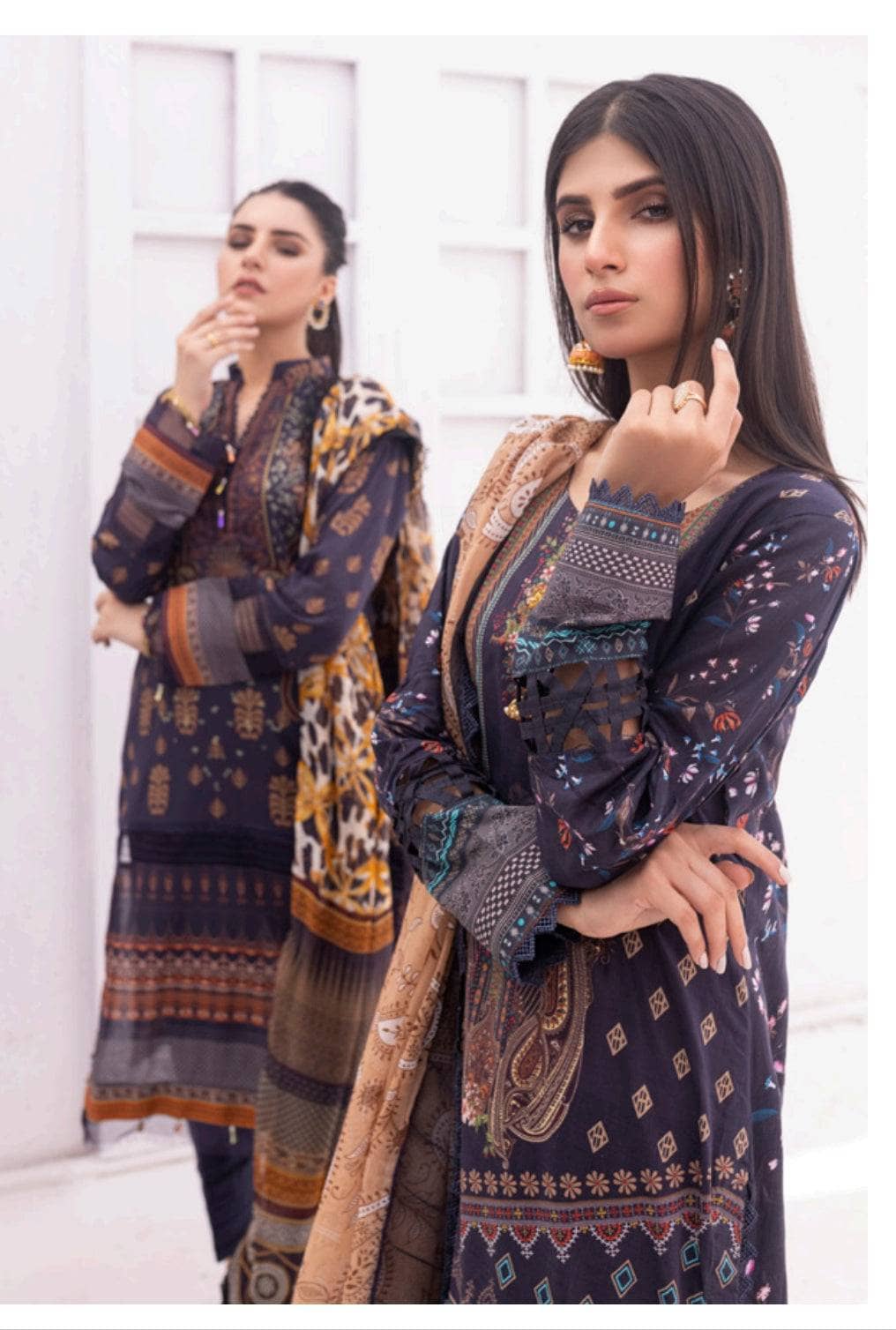 Al Zohaib Lawn Pakistani Suit Al Zohaib Colours/Printed Lawn/Bamber Chiffon Dupatta