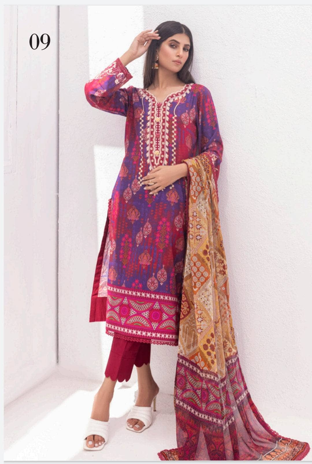 Al Zohaib Lawn Pakistani Suit Al Zohaib Colours/Printed Lawn/Bamber Chiffon Dupatta