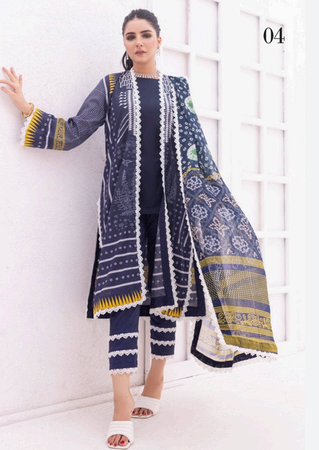 Al Zohaib Lawn Pakistani Suit Al Zohaib Colours/Printed Lawn/Bamber Chiffon Dupatta