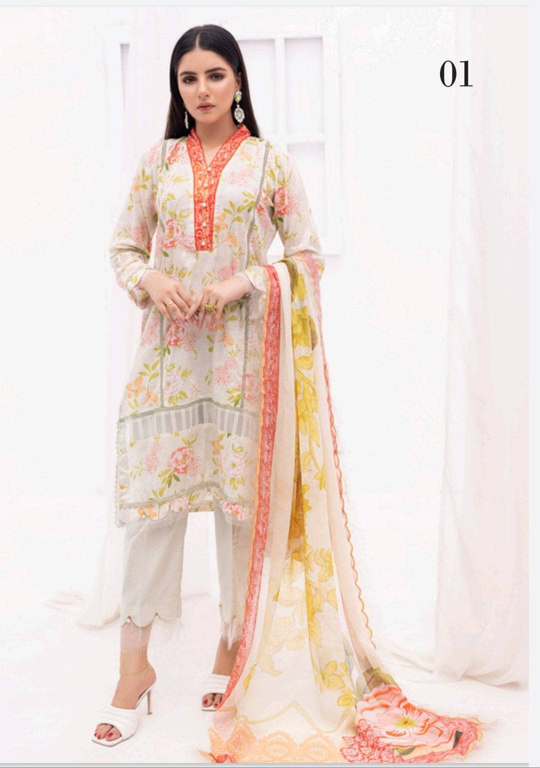 Al Zohaib Lawn Pakistani Suit Al Zohaib Colours/Printed Lawn/Bamber Chiffon Dupatta