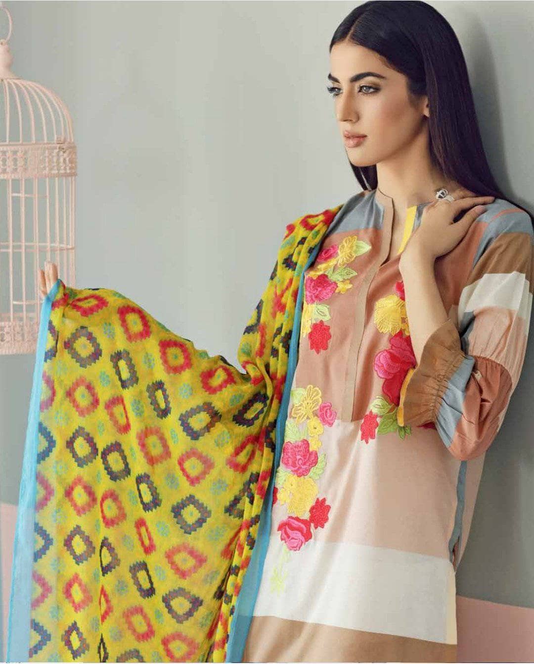 charizma Lawn Pakistani Suit Charizma Yellow Series