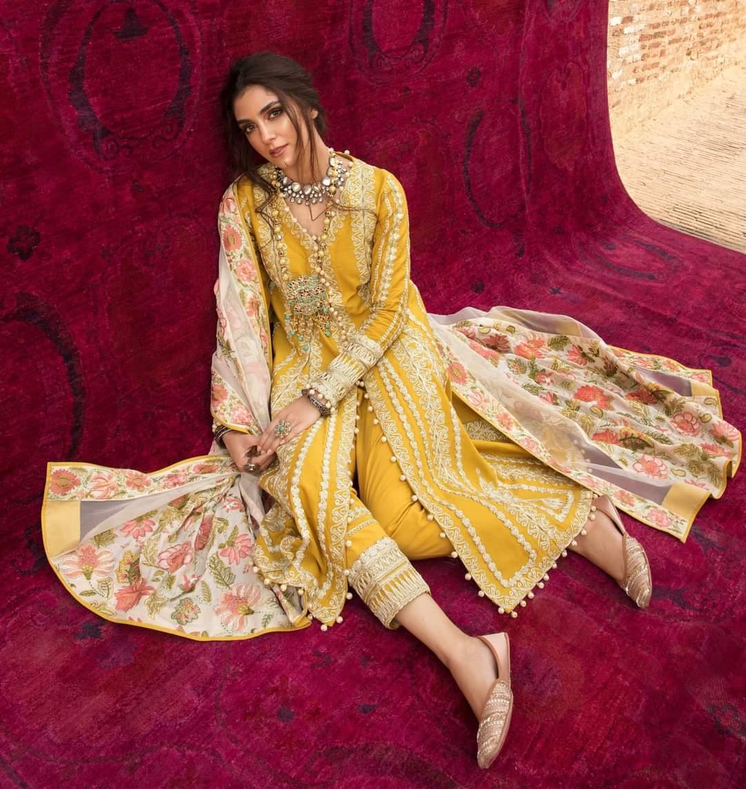 Restocked/Crimson Winter by Saira Shakira/MODERN MEMSAAB - AMBER - AWWALBOUTIQUE