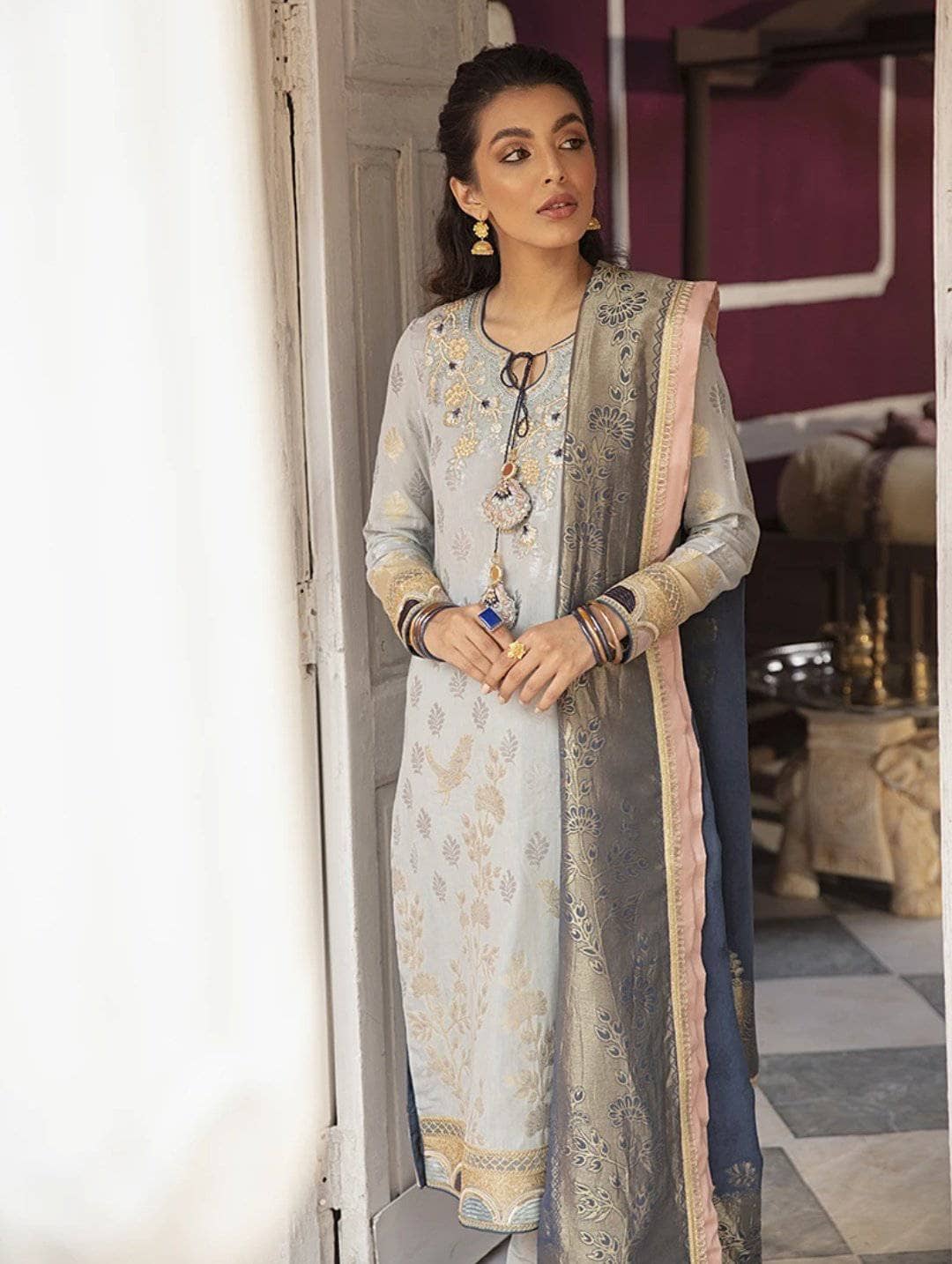 Cross Stitch Lawn Pakistani Suits Cross Stitch Rimjhim Eid Lawn/TRAAB-E KOYAL A