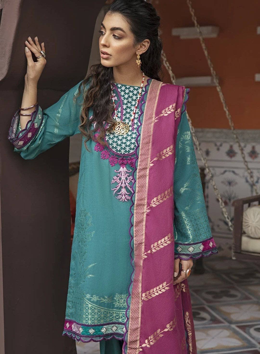 Cross Stitch Lawn Pakistani Suits Cross Stitch Rimjhim Eid Lawn/ZAIB-UN NISA B